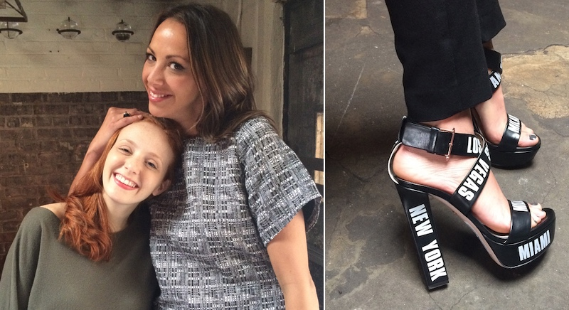 The author with her new mom; Kristen's shoes.
